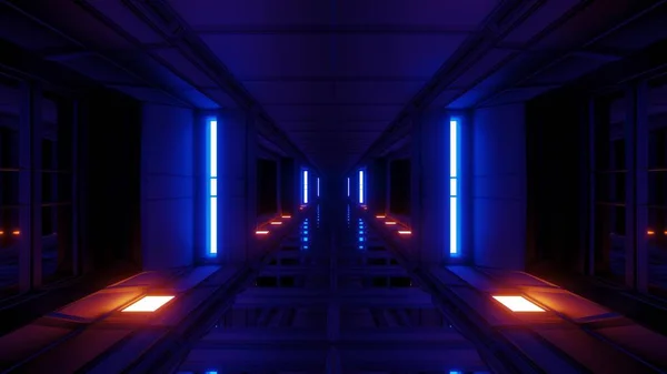 Limpar Corredor Túnel Scifi Futurista Com Reflexões Agradáveis Renderização Fundo — Fotografia de Stock