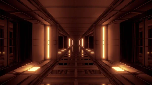 Saubere Futuristische Scifi Tunnel Korridor Mit Schönen Reflexionen Rendering Hintergrundtapete — Stockfoto