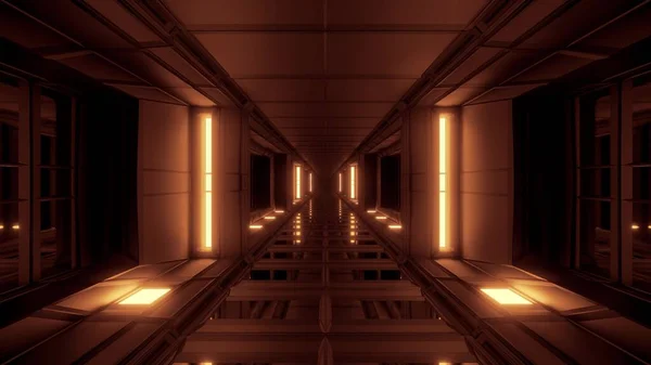 Limpar Corredor Túnel Scifi Futurista Com Reflexões Agradáveis Renderização Fundo — Fotografia de Stock