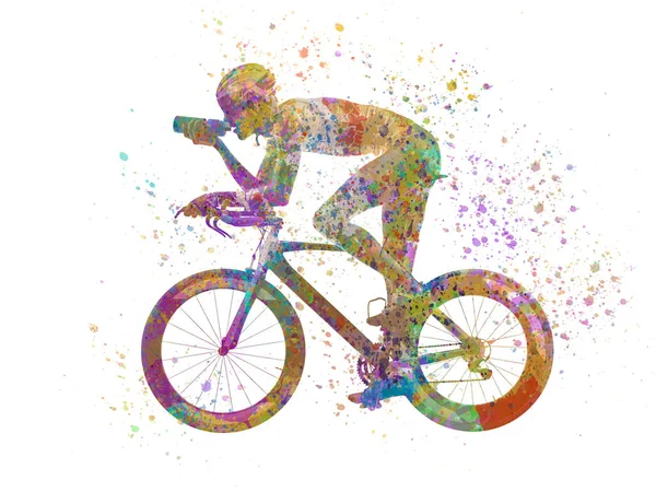 Colorful Silhouette Man Bicycle — Stock Photo, Image