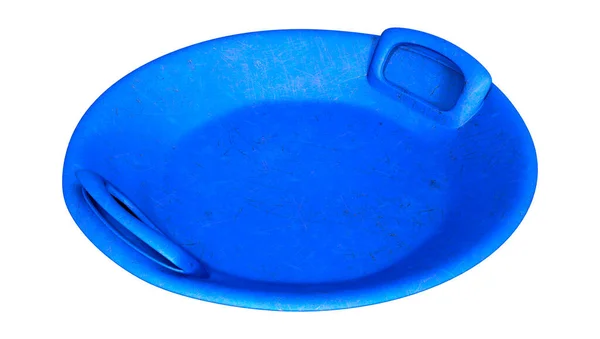 孤立在白色背景上的蓝色塑料碗 — 图库照片