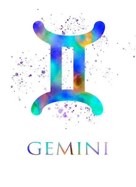 Gemini Znak Astrologiczny Akwareli — Zdjęcie stockowe