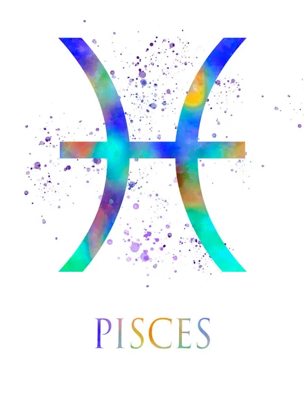 Piscis Signo Astrológico Acuarela —  Fotos de Stock