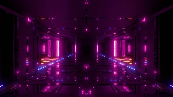 Futuristic Scifi Hangar Tunnel Corridor Illustration Glass Bottom Nice Reflections — Stock Photo, Image