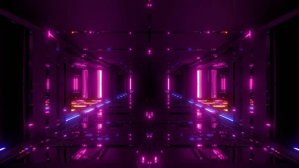 Futurista Scifi Hangar Túnel Corredor Ilustración Con Fondo Vidrio Reflejos — Foto de Stock