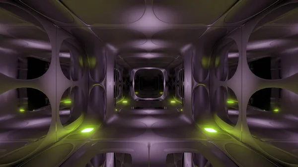Limpio Futurista Extranjero Scifi Fantasía Hangar Túnel Corredor Renderizado Fondo —  Fotos de Stock