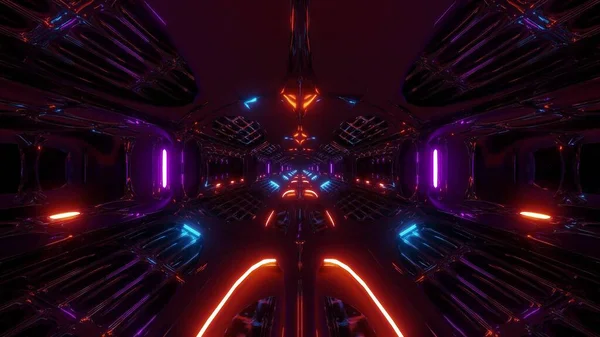 Futuristische Scifi Fantasy Alien Hangar Tunnel Korridor Rendering Hintergrundtapete Moderne — Stockfoto