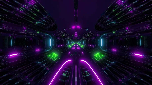 Futuristische Scifi Fantasie Alien Hangar Tunnel Corridor Rendering Achtergrond Behang — Stockfoto