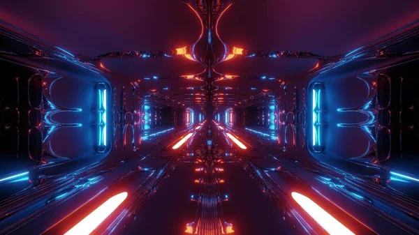 Futurista Scifi Fantasía Extranjero Hangar Túnel Corredor Con Metal Caliente — Foto de Stock