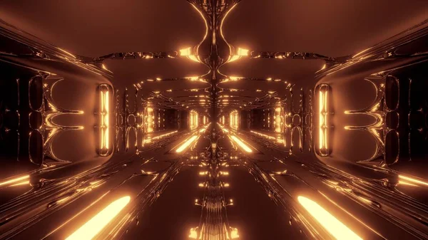 Futuristische Scifi Fantasie Alien Hangar Tunnel Gang Met Hete Metalen — Stockfoto