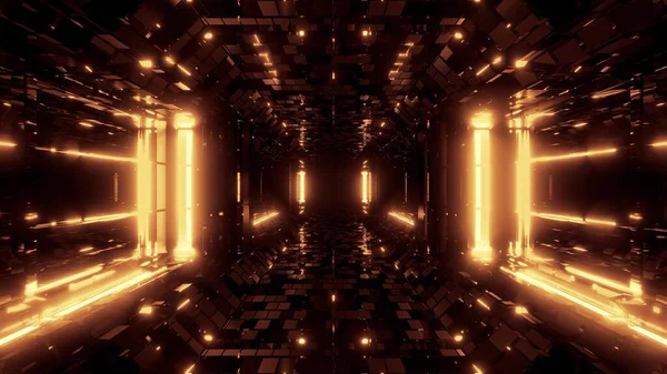 Futurystyczny Scifi Fantasy Hangar Korytarz Tunelu Cegły Tekstury Ładne Refleksje — Zdjęcie stockowe