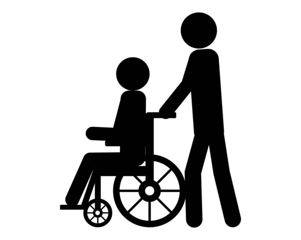 后背为轮椅的残疾人士 — 图库照片