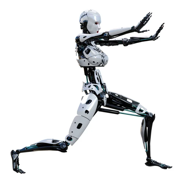 Representación Robot Femenino Aislado Sobre Fondo Blanco —  Fotos de Stock