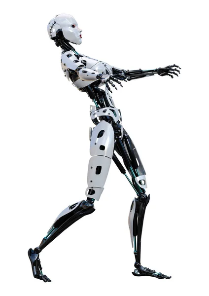 Weergave Van Een Vrouwelijke Robot Geïsoleerd Witte Achtergrond — Stockfoto