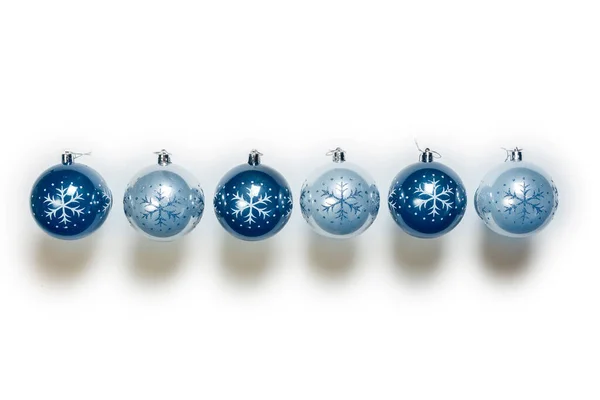 Electric Blue Christmas Balls Isolated White Background Retro Modern Christmas — Stock Photo, Image