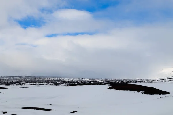 Tájkép Hóval Askja Caldera Terület Izland Izland Központi Felvidékei — Stock Fotó