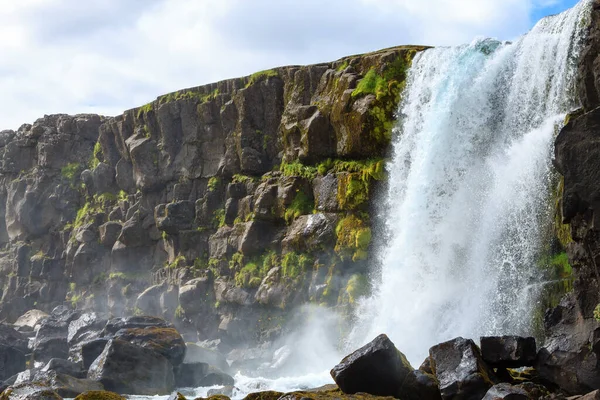 Oxarfoss Wasserfall Sommertag Ansicht Thingvellir Island Isländischer Wasserfall — Stockfoto