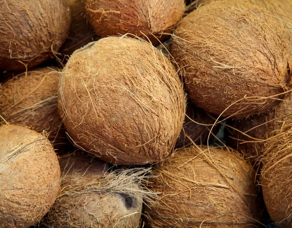 Molte Noci Cocco Sdraiate Una Pila — Foto Stock