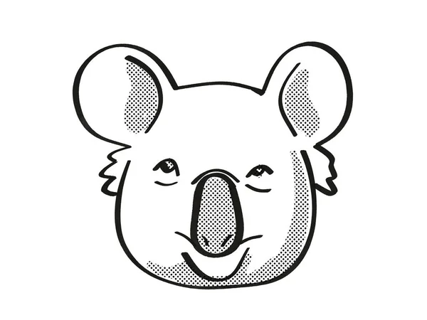 Retro Cartoon Mono Line Style Drawing Head Koala Phascolarctos Cinereus — Stock Photo, Image