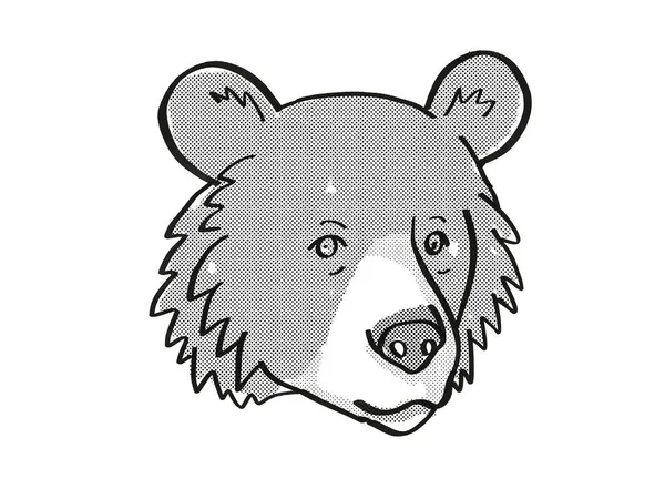 Ρετρό Καρτούν Μονογραμμικό Σχέδιο Του Κεφαλιού Μιας Ασιατικής Μαύρης Αρκούδας — Φωτογραφία Αρχείου