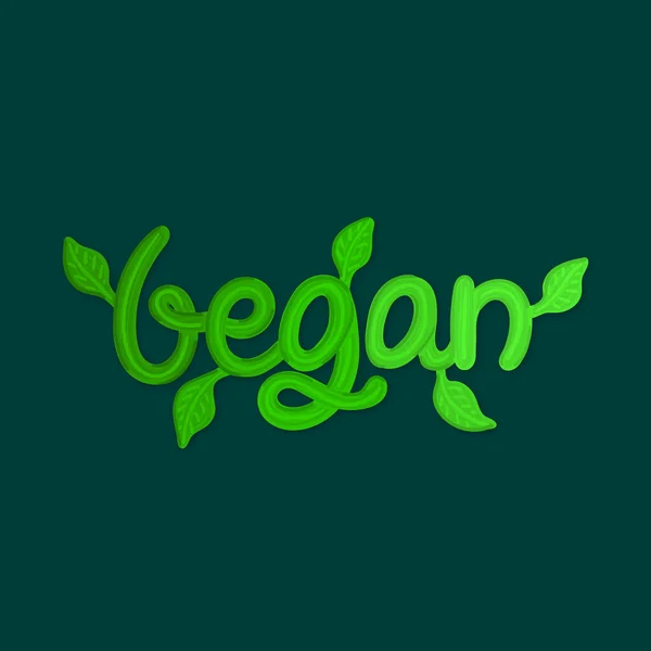 Letras Verdes Vegan Com Folhas Título Menu Panfleto Cartaz Café — Fotografia de Stock