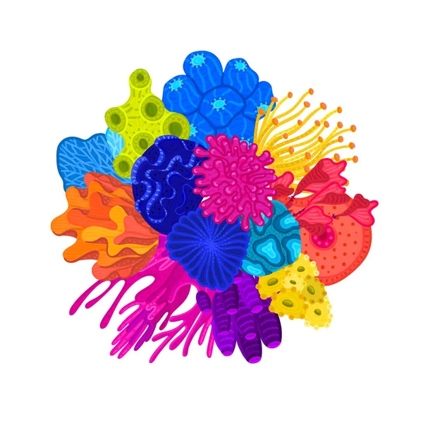 Composición Vectorial Corales Colorida Vida Marina Oceánica Impresión Ropa Estuche — Foto de Stock