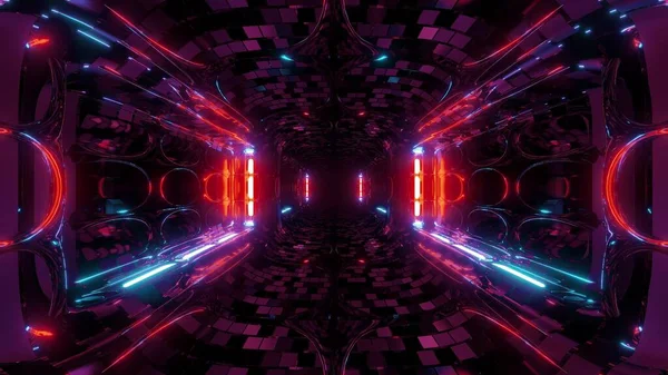 Futuristische Fantasy Sci Tunnelkorridor Mit Elektrischer Reflexion Illustration Hintergrund Zukünftige — Stockfoto