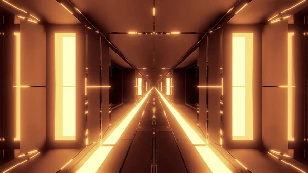 Чистый Футуристический Научный Туннель Коридор Стеклянными Окнами Бесконечные Обои Фоне — стоковое фото