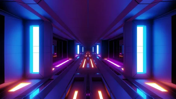 Futuristische Scifi Tunnel Korridor Mit Heißen Metallen Und Schöne Reflexion — Stockfoto