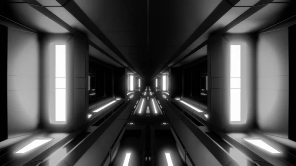 Futuristic Scifi Tunnel Corridor Hot Metl Nice Reflection Illustration Wallpaper — Stock Photo, Image