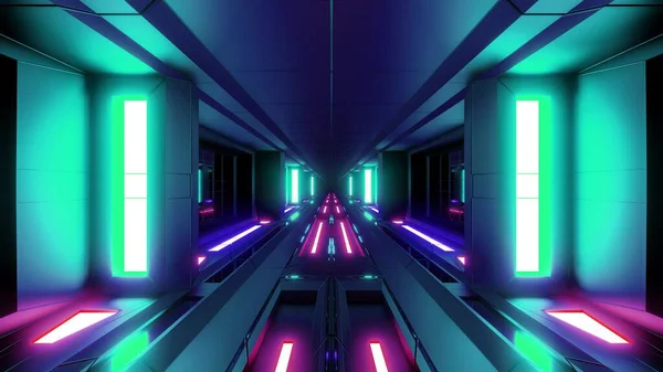 Futuristische Scifi Tunnel Korridor Mit Heißen Metallen Und Schöne Reflexion — Stockfoto