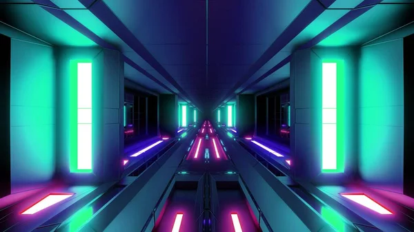 Futurista Corredor Túnel Scifi Com Metl Quente Boa Reflexão Ilustração — Fotografia de Stock