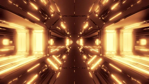 Futuristische Sci Hangar Tunnel Gang Met Gloeiende Lichten Illustratie Achtergrond — Stockfoto