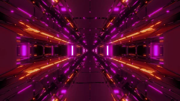 Futuristische Fantasie Scifi Raum Galaxie Tunnel Korridor Mit Glasfenstern Illustration — Stockfoto