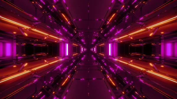 Futuristische Fantasie Scifi Ruimte Galaxy Tunnel Gang Met Glazen Ramen — Stockfoto