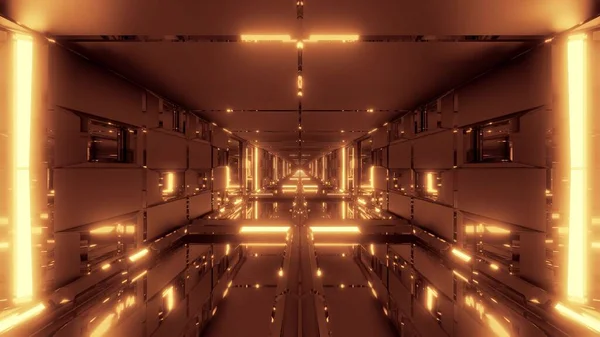 Saubere Futuristische Scifi Space Tunnel Korridor Mit Glasfenstern Und Boden — Stockfoto