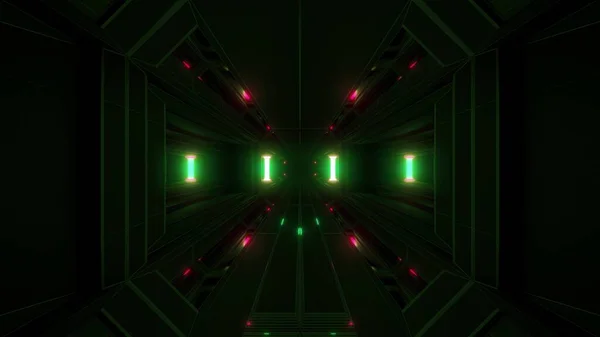 Limpar Futurista Scifi Espaço Túnel Corredor Com Luzes Brilhantes Ilustração — Fotografia de Stock
