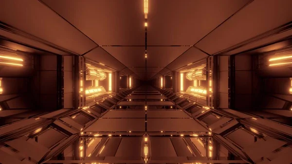 Futuristisk Scifi Teknik Utrymme Hangar Tunnel Korridor Med Glödande Ljus — Stockfoto