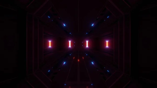 Pulito Futuristico Scifi Corridoio Tunnel Spaziale Con Luci Luminose Illustrazione — Foto Stock