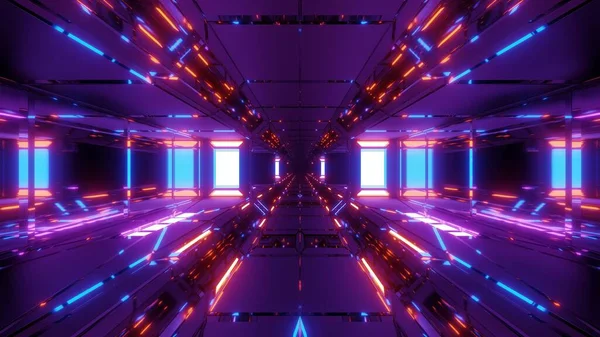 Futurista Scifi Espaço Hangar Túnel Corredor Com Boa Reflexão Vidro — Fotografia de Stock