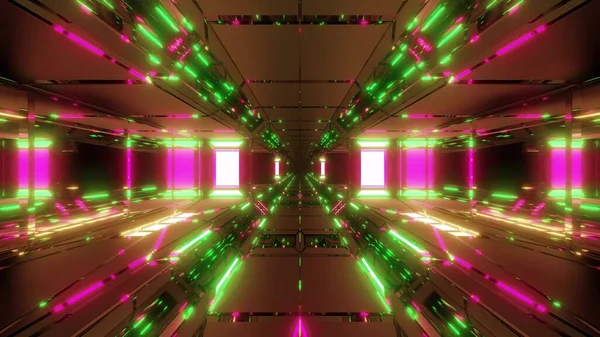 Futuristische Scifi Space Hangar Tunnel Korridor Mit Schönen Reflexion Und — Stockfoto