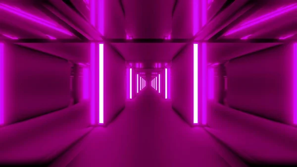 Чистий Рожевий Тунельний Коридор Скляними Вікнами Ілюстрація Фоновий Дизайн Шпалер — стокове фото