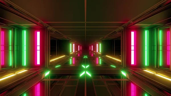 Saubere Futuristische Scifi Space Hangar Tunnel Korridor Mit Glasfenstern Illustration — Stockfoto