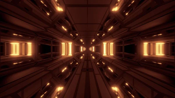 Dark Clean Futuristic Scifi Space Hangar Tunnel Corridor Cool Reflecting — Stock Photo, Image