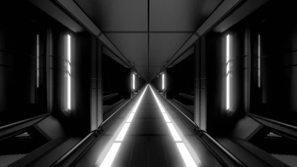 Saubere Futuristische Scifi Space Hangar Tunnel Korridor Mit Glühendem Metall — Stockfoto