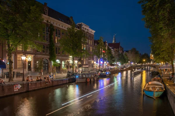 Nachtleven Straat Holland Amsterdam Zomer — Stockfoto