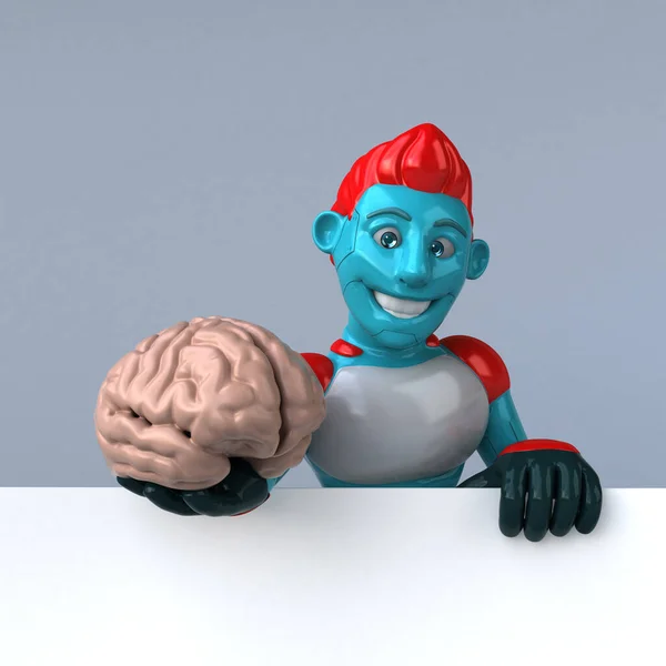 Beyin Boyutlu Resimli Komik Çizgi Film Karakteri — Stok fotoğraf