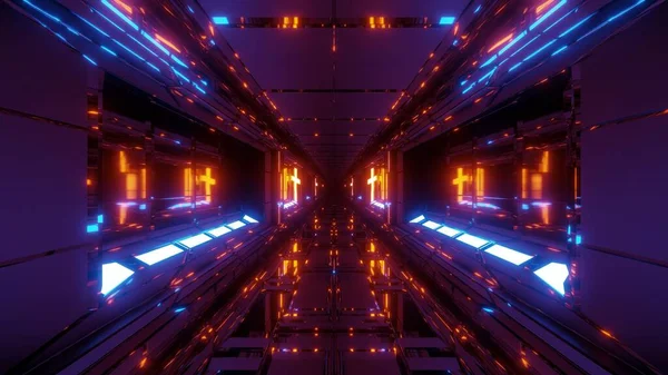 Hűvös Futurisztikus Tér Scifi Hangár Alagút Folyosó Szent Izzó Keresztény — Stock Fotó