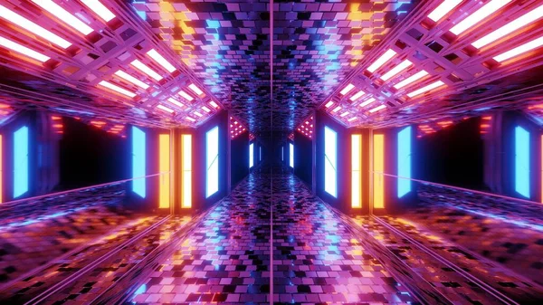 Futuristic Sci Hangar Tunnel Corridor Brocks Textur Nice Reflections Illustration — Stock Photo, Image