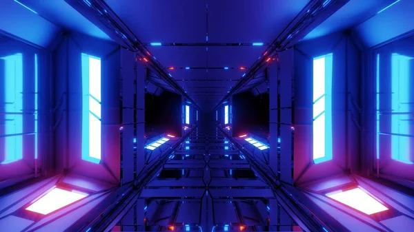 Einzigartige Kontrastreiche Futuristische Raum Scifi Hangar Tunnel Korridor Illustration Tapete — Stockfoto